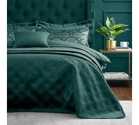 Catherine Lansfield Art Deco Pearl - Colcha Acolchada (220 x 230 cm), Color Verde Azulado