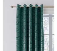 Catherine Lansfield Art Deco Pearl - Cortinas Forradas con Ojales (167,6 x 228,6 cm), Color Verde Azulado