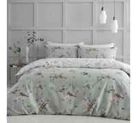 Catherine Lansfield Bedding Songbird - Juego de Funda de edredón con Funda de Almohada, Color Verde Salvia