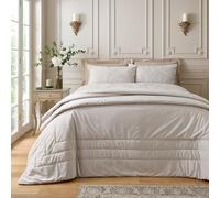 Catherine Lansfield Bridgerton Regal - Colcha Acolchada de Terciopelo Suave, 220 x 230 cm, Color Crema