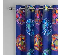Catherine Lansfield Bright Football - Cortinas Totalmente Reversibles de 167 x 183 cm, Dos Paneles, Color Azul Marino