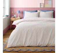 Catherine Lansfield Brighton - Juego de Funda de edredón y Funda de Almohada para Cama Individual, diseño de Lazo a Rayas,