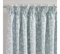 Catherine Lansfield Brooke Floral - Cortinas Plisadas Forradas de 167 x 228 cm, Dos Paneles, Color Azul Huevo de Pato