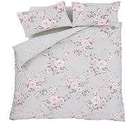 Catherine Lansfield Canterbury - Colcha Acolchada Reversible Floral (240 x 260 cm), Color Gris