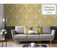 Catherine Lansfield Canterbury - Papel pintado, diseño floral, color amarillo ocre