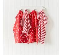 Catherine Lansfield Christmas Candy Cane - Paños de Cocina (algodón, 50 x 75 cm, 4 Unidades), Color Blanco y Rojo