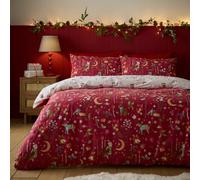 Catherine Lansfield Christmas Enchanted Twilight - Juego de Funda de edredón para Cama Individual, Color Rojo