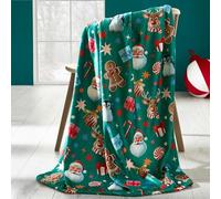 Catherine Lansfield Christmas Icons - Manta de Forro Polar (130 x 170 cm), Color Verde