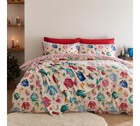 Catherine Lansfield Christmas Jolly Jumpers - Juego de Funda de edredón Reversible con Fundas de Almohada, Color Crema