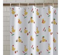Catherine Lansfield Christmas Quacker - Cortina de Ducha (180 x 180 cm), Color Blanco