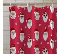 Catherine Lansfield Christmas Santa Spec-Tacular - Cortina de Ducha (180 x 180 cm), Color Rojo