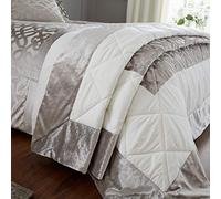 Catherine Lansfield Tufted Stripes Ropa de Cama de Terciopelo con Corte Enrejado, Mezcla de algodón, Natural, Bedspread 220x230cm