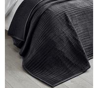 Catherine Lansfield Colcha Acolchada Pinsonic de Terciopelo, 220 x 220 cm, Color Negro