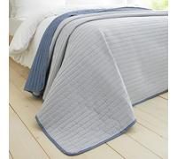 Catherine Lansfield Colcha Acolchada Reversible a Rayas, 220 x 230 cm, Color Azul