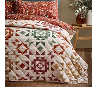 Catherine Lansfield Colcha de Patchwork otoñal Geo Acolchada 220 x 230 cm, Color Natural