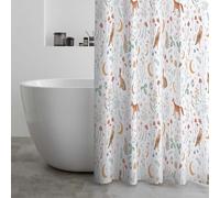 Catherine Lansfield Cortina de Ducha con diseño de Animales del crepúsculo Encantado, 180 x 180 cm, Color Blanco