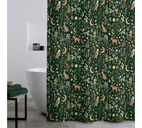 Catherine Lansfield Cortina de Ducha con diseño de Animales del crepúsculo Encantado, 180 x 180 cm, Color Verde Bosque