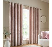 Catherine Lansfield Terciopelo aplastado Cortinas con Ojales, Poliéster, Rosa encarnado, W 90.2" x L 90.2" (2 Panels)