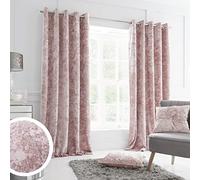 Catherine Lansfield Cortinas de Terciopelo aplastado con Ojales Forradas de 167 x 182 cm, Dos Paneles, Color Rosa