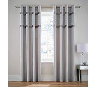 Catherine Lansfield Cortinas Forradas con Ojales de 167 x 228 cm, Dos Paneles, Color Gris Plateado