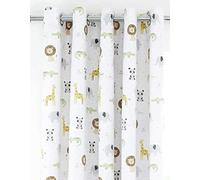 Catherine Lansfield Animales ruidosos Cortinas, 52% poliéster 48% algodón, Natural, W 66" x L 72" (1 Panels)