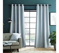 Catherine Lansfield Cortinas térmicas Opacas texturizadas con Ojales de 167 x 137 cm, Color Plateado