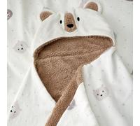 Catherine Lansfield Cosy Bear So Soft - Manta con Capucha de Forro Polar (90 x 125 cm), Color Natural