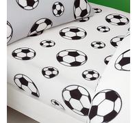 Catherine Lansfield Cosy Football - Sábana Bajera Ajustable de Forro Polar, tamaño Doble, Color Blanco