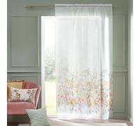 Catherine Lansfield Countryside Floral - Cortina de Gasa (140 x 122 cm), Color Blanco