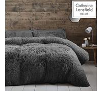 Catherine Lansfield Cuddly Juego de Funda de edred, 3 piezas, Poliéster, Gris Oscuro, King Duvet Set