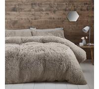 Catherine Lansfield Cuddly King - Juego de Funda nórdica y Funda de Almohada para Cama de Matrimonio, Color Natural