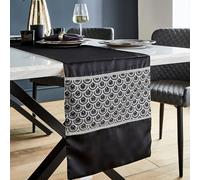 Catherine Lansfield Deco - Camino de Mesa de Comedor con Lentejuelas, 32 x 180 cm, Color Negro