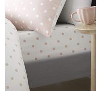 Catherine Lansfield Dotty - Sábana Bajera Ajustable de algodón Cepillado, tamaño King, Color Rubor