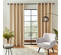 Catherine Lansfield Downstairs - Cortinas Opacas de Seda sintética con Aislamiento térmico y Ojales, 117 x 137 cm, Dos Paneles, Color Dorado champán