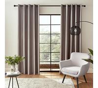 Catherine Lansfield Downstairs - Cortinas Opacas de Seda sintética con Aislamiento térmico y Ojales, 117 x 137 cm, Dos Paneles, Color Gris Plateado