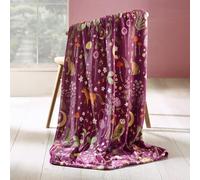 Catherine Lansfield Enchanted Twilight Animals - Manta de Forro Polar, 130 x 170 cm, Color Ciruela