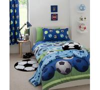 catherine Lansfield Football para Cama Doble, Tela, Azul, Doublé