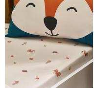 Catherine Lansfield Fox and Woodland Friends - Sábana Bajera Ajustable Individual, Color Crema