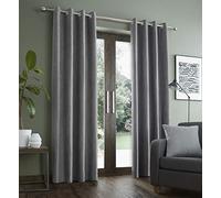 Catherine Lansfield Gamuza sintética con Forro Cortinas con Ojales, Poliéster, Gris, 168cm x 229cm