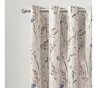 Catherine Lansfield Grasmere - Cortinas Florales Totalmente Reversibles con Ojales, 167 x 228 cm, Dos Paneles, Color Azul