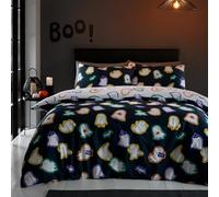 Catherine Lansfield Halloween Ghosts - Juego de Funda de edredón Reversible con Fundas de Almohada, Color Negro