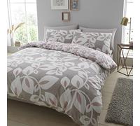 Catherine Lansfield Inga Leaf Blush - Juego de edredón (240 x 220 x 65 x 2)