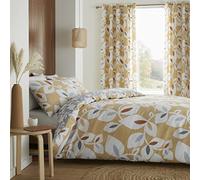Catherine Lansfield Inga Leaf Gold - Juego de edredón (240 x 220 x 65 x 2)