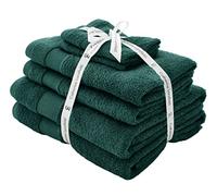 Catherine Lansfield Juego de 6 Toallas de algodón Antibacteriano, Suave y Absorbente, Color Verde Bosque