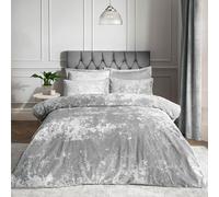Catherine Lansfield - Juego de edredón de Terciopelo Plano, Color Plata, poliéster, Plateado, Super King Duvet Set