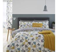 Catherine Lansfield Círculos Retro Juego de edredón, Polialgodón, Verde/Ocre, King Duvet Set