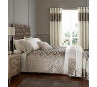 Catherine Lansfield Tufted Stripes Ropa de Cama de Terciopelo con Corte Enrejado, Polialgodón, Natural, Set edredón Doble