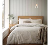 Catherine Lansfield - Juego de Funda de edredón para Cama de Matrimonio (algodón Cepillado), diseño de Oveja, Color Natural