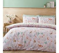 Catherine Lansfield Juego de Funda de edredón Reversible con Fundas de Almohada, diseño de Animales del crepúsculo Encantado, Color Lila
