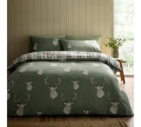 Catherine Lansfield Juego de Funda de edredón Reversible con Fundas de Almohada para Cama de Matrimonio, Color Verde Suave